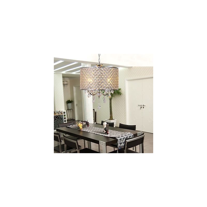 Bubnový luster Krištáľová moderná závesná lampa so 4 svetlami