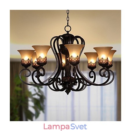 Luster Závesné svetlo 8 svetiel Vintage Country Island Kov+sklo Luster Závesné svetlo 8 svetiel Vintage Country Island Kov+sklo