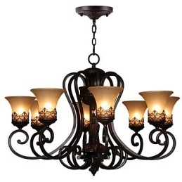 Luster Závesné svetlo 8 svetiel Vintage Country Island Kov+sklo