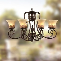 Luster Závesné svetlo 8 svetiel Vintage Country Island Kov+sklo
