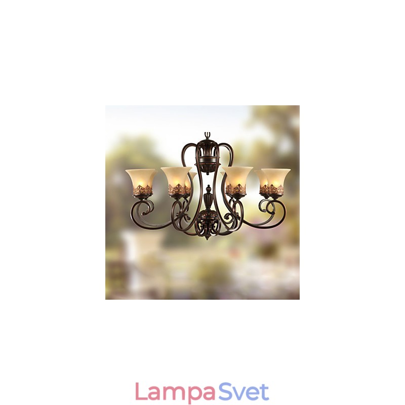 Luster Závesné svetlo 8 svetiel Vintage Country Island Kov+sklo