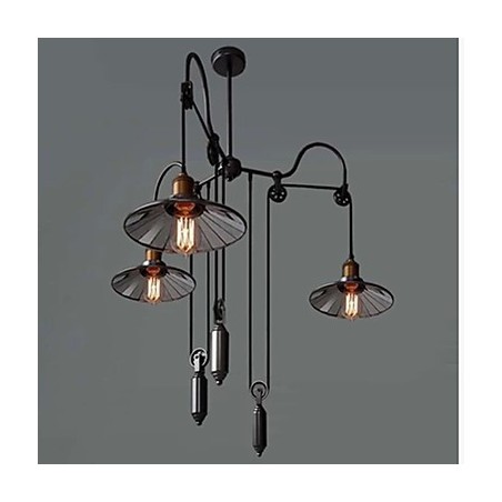 Vintage Pully Pendant Light 3 Island Foyer Metal+ Galss vnútorné tienidlo Vintage Pully Pendant Light 3 Island Foyer Metal+ Galss vnútorné tienidlo