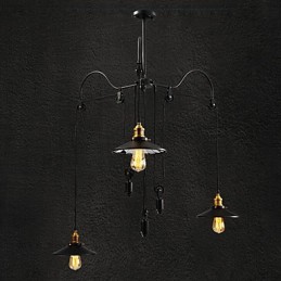 Vintage Pully Pendant Light 3 Island Foyer Metal+ Galss vnútorné tienidlo
