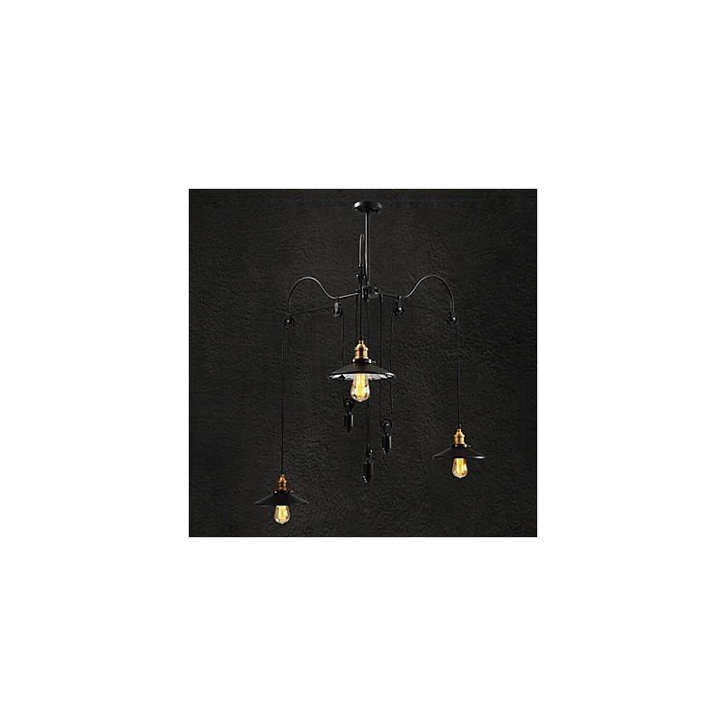 Vintage Pully Pendant Light 3 Island Foyer Metal+ Galss vnútorné tienidlo