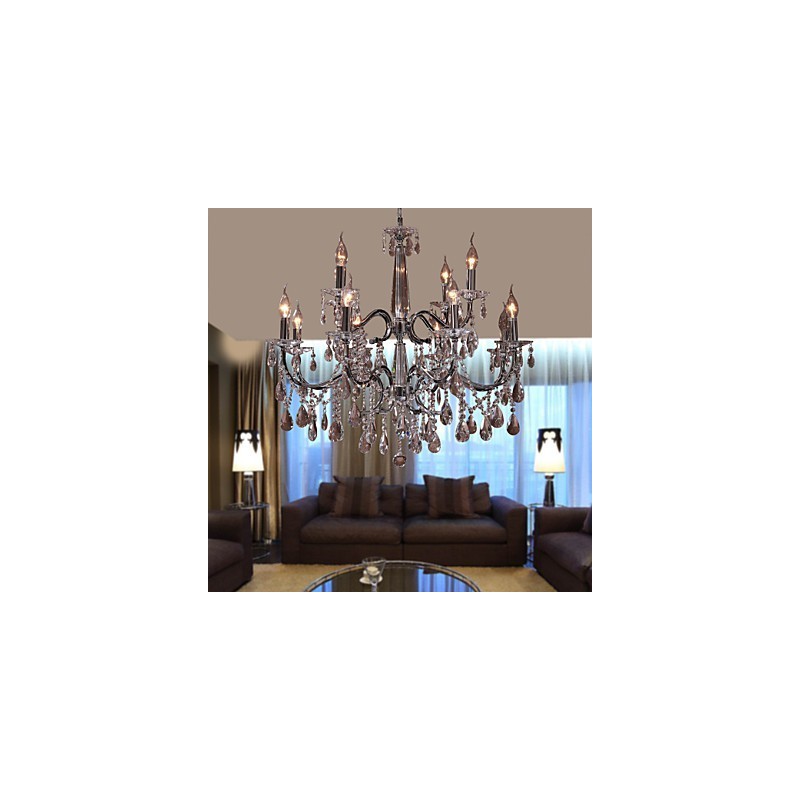 Luster Crystal Modern 2 Tiers Living 12 Lights