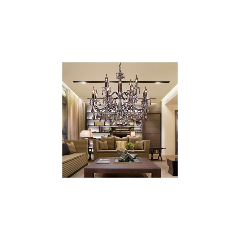 Luster Crystal Modern 2 Tiers Living 12 Lights