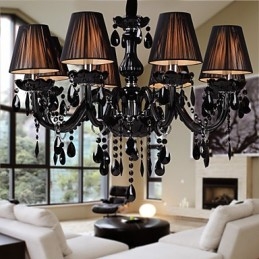 Luster Luxury Modern Black Crystal Living 8 svietidiel