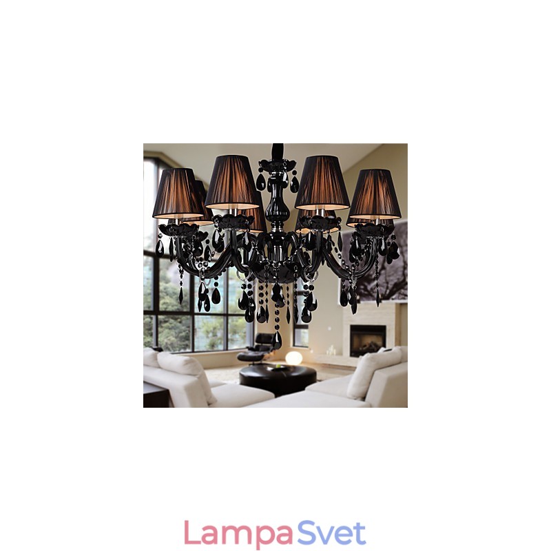 Luster Luxury Modern Black Crystal Living 8 svietidiel