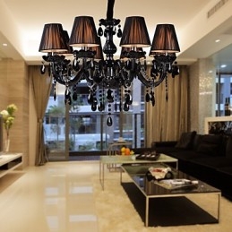Luster Luxury Modern Black Crystal Living 8 svietidiel