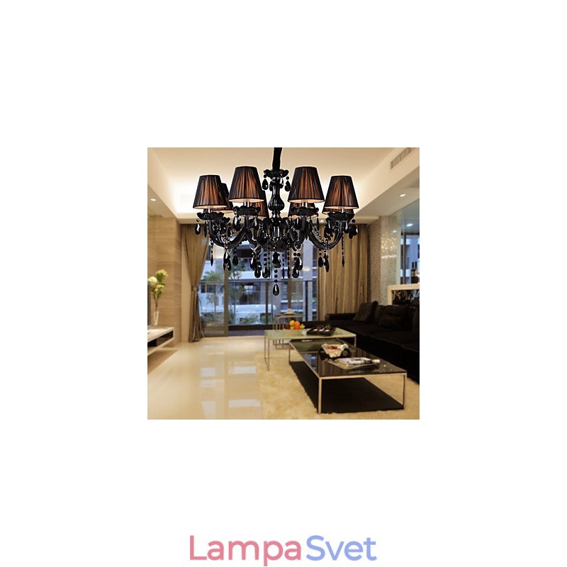 Luster Luxury Modern Black Crystal Living 8 svietidiel