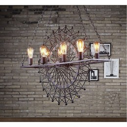 Závesná lampa s kolesom mrakodrapu v priemyselnom štýle