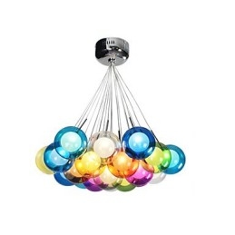 Moderné farebné sklenené závesné svietidlo Bubble Globe s 19 svetlami
