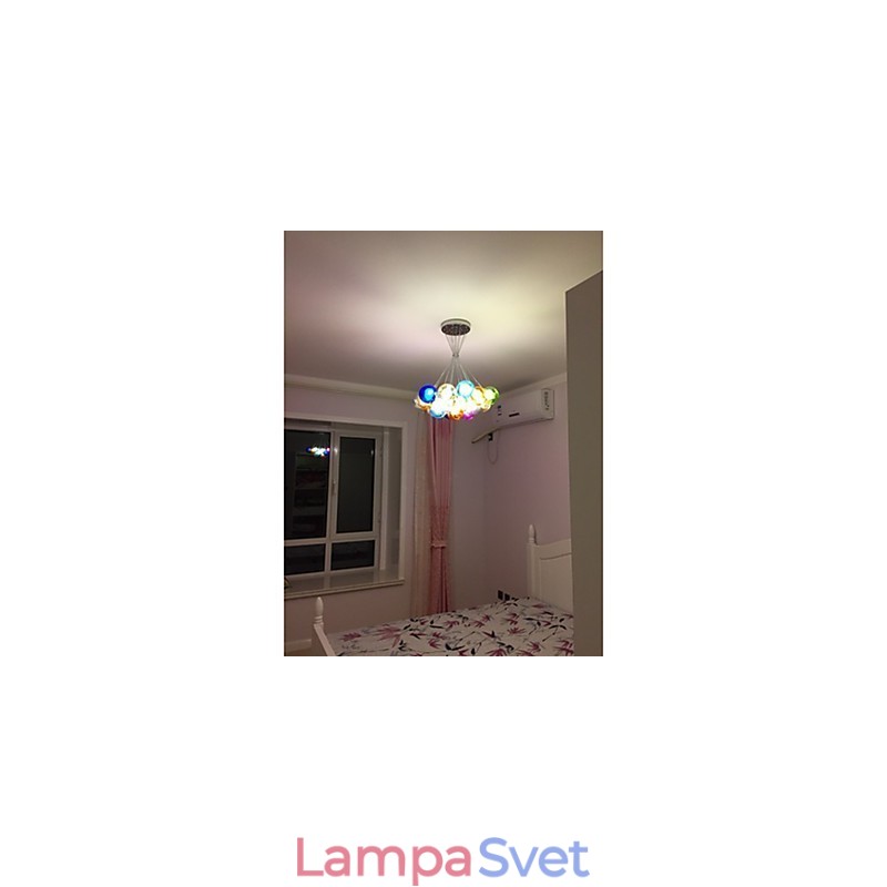 Moderné farebné sklenené závesné svietidlo Bubble Globe s 19 svetlami