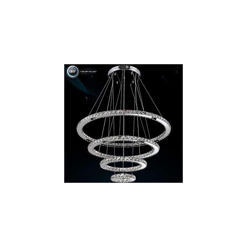 Moderné závesné svietidlo číre krištáľové stropné lusterové svietidlo s D100CM+D80CM+D60CM+D40CM
