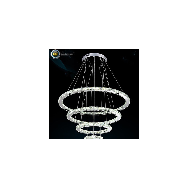 Moderné závesné svietidlo číre krištáľové stropné lusterové svietidlo s D100CM+D80CM+D60CM+D40CM