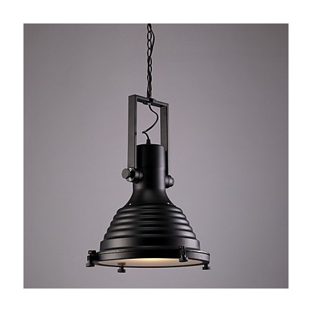 Čierna retro železná závesná lampa a sklenené tienidlo Čierna retro železná závesná lampa a sklenené tienidlo