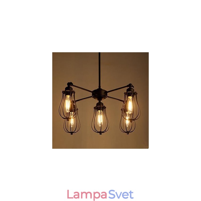 American Industrial Restoring Ancient Ways Kované Iron Grapefruit 5 Head Droplight