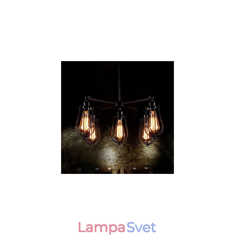 American Industrial Restoring Ancient Ways Kované Iron Grapefruit 5 Head Droplight