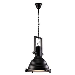 Čierna retro železná závesná lampa a sklenené tienidlo