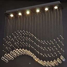 Závesné svietidlo 6 svetiel Moderné strieborné stropné svietidlá Canpoy Transparent Crystal Waves