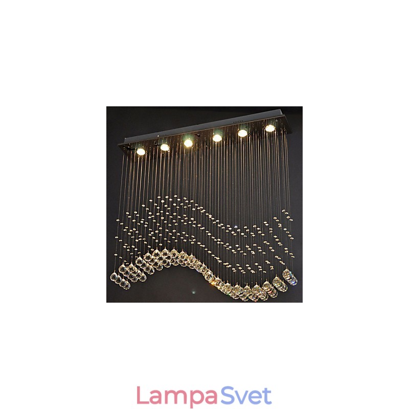 Závesné svietidlo 6 svetiel Moderné strieborné stropné svietidlá Canpoy Transparent Crystal Waves