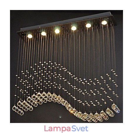 Závesné svietidlo 6 svetiel Moderné strieborné stropné svietidlá Canpoy Transparent Crystal Waves Závesné svietidlo 6 svetiel Moderné strieborné stropné svietidlá Canpoy Transparent Crystal Waves