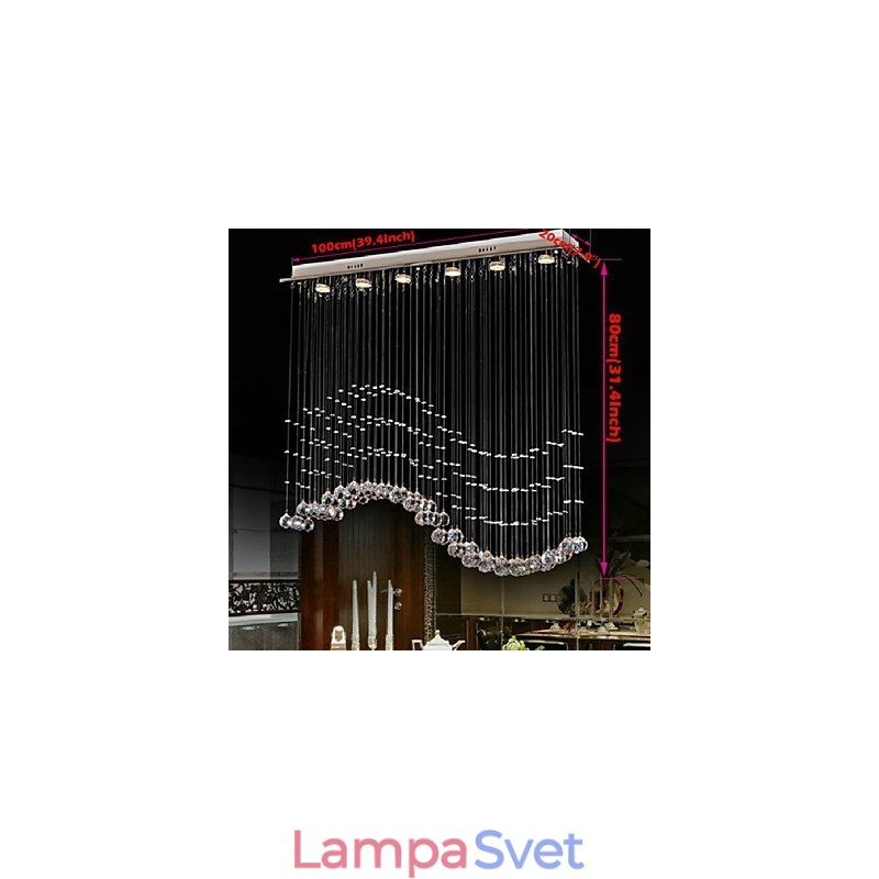 Závesné svietidlo 6 svetiel Moderné strieborné stropné svietidlá Canpoy Transparent Crystal Waves