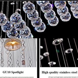 Závesné svietidlo 6 svetiel Moderné strieborné stropné svietidlá Canpoy Transparent Crystal Waves