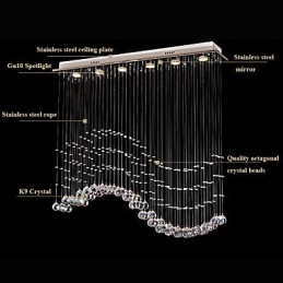 Závesné svietidlo 6 svetiel Moderné strieborné stropné svietidlá Canpoy Transparent Crystal Waves