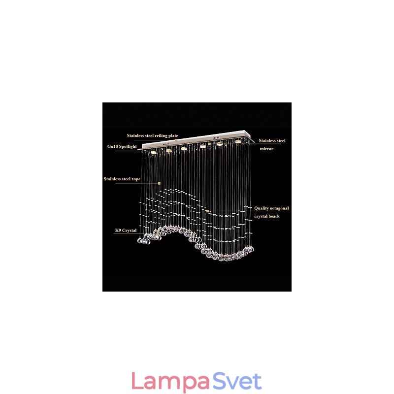 Závesné svietidlo 6 svetiel Moderné strieborné stropné svietidlá Canpoy Transparent Crystal Waves