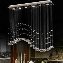 Závesné svietidlo 6 svetiel Moderné strieborné stropné svietidlá Canpoy Transparent Crystal Waves