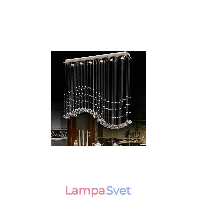Závesné svietidlo 6 svetiel Moderné strieborné stropné svietidlá Canpoy Transparent Crystal Waves