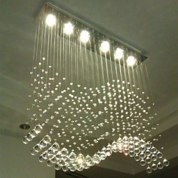 Závesné svietidlo 6 svetiel Moderné strieborné stropné svietidlá Canpoy Transparent Crystal Waves