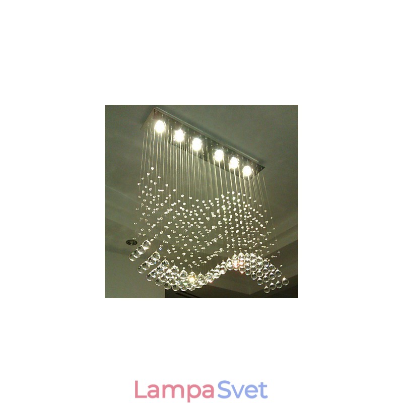 Závesné svietidlo 6 svetiel Moderné strieborné stropné svietidlá Canpoy Transparent Crystal Waves