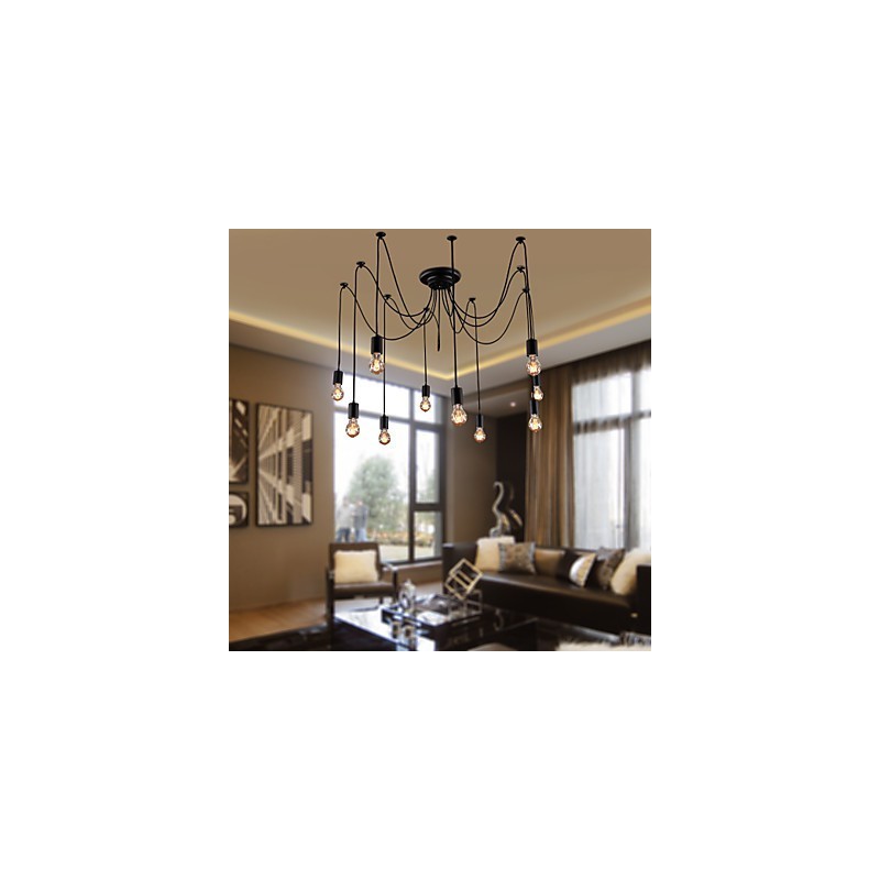 Luster Vintage Design Žiarovky zahrnuté Living 10 svietidiel Závesné svetlo
