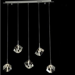 Módna krištáľová lampa Päťhlavý krištáľový prívesok