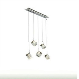 Módna krištáľová lampa Päťhlavý krištáľový prívesok