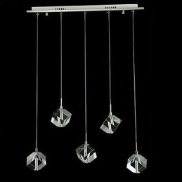 Módna krištáľová lampa Päťhlavý krištáľový prívesok