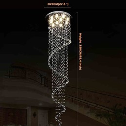 Moderné krištáľové závesné lusterové svietidlá s jednou špirálou D70CM H250CM