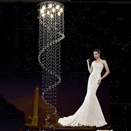 Moderné krištáľové závesné lusterové svietidlá s jednou špirálou D70CM H250CM