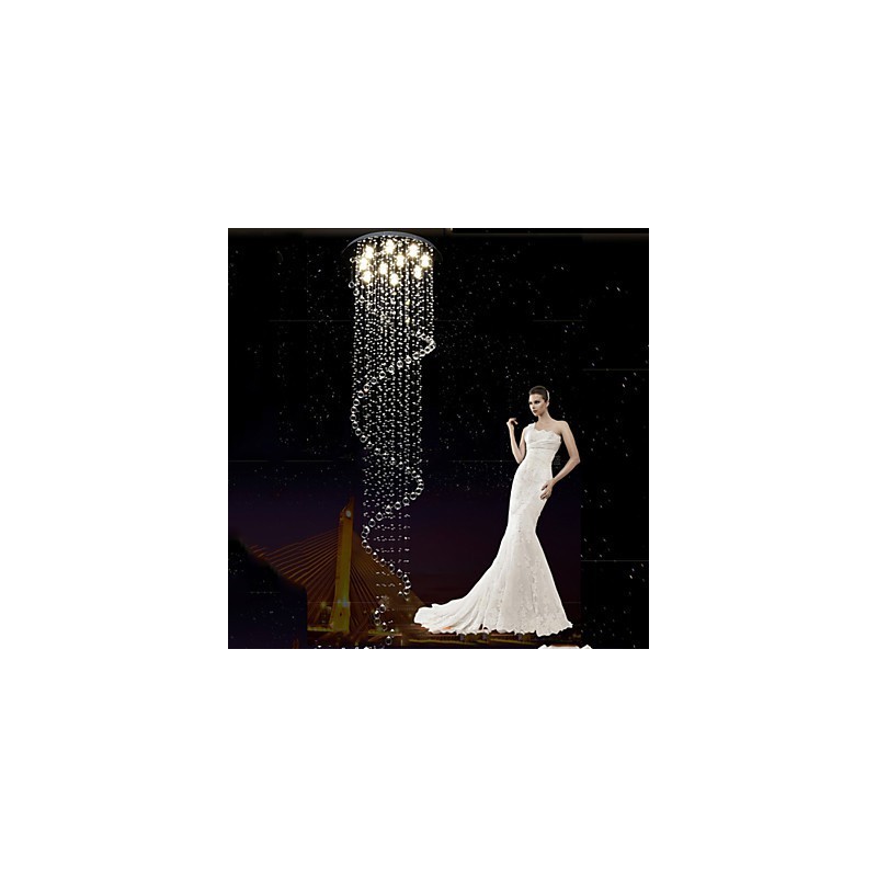 Moderné krištáľové závesné lusterové svietidlá s jednou špirálou D70CM H250CM