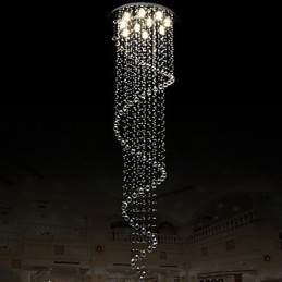 Moderné krištáľové závesné lusterové svietidlá s jednou špirálou D70CM H250CM