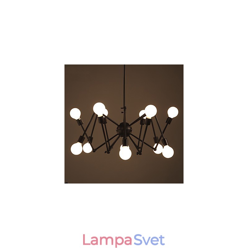 American Loft Black Lights Iron Spider Luster s 12 hlavami
