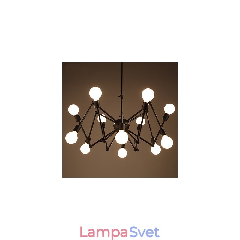 American Loft Black Lights Iron Spider Luster s 12 hlavami