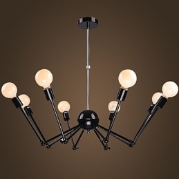 American Loft Black Lights Iron Spider Luster s 12 hlavami