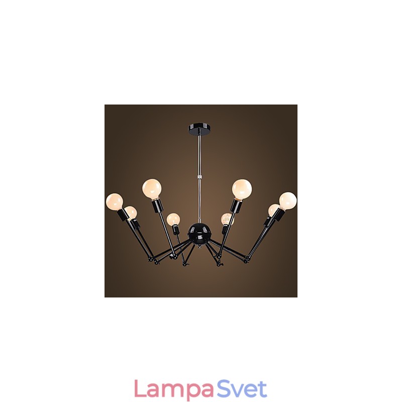 American Loft Black Lights Iron Spider Luster s 12 hlavami
