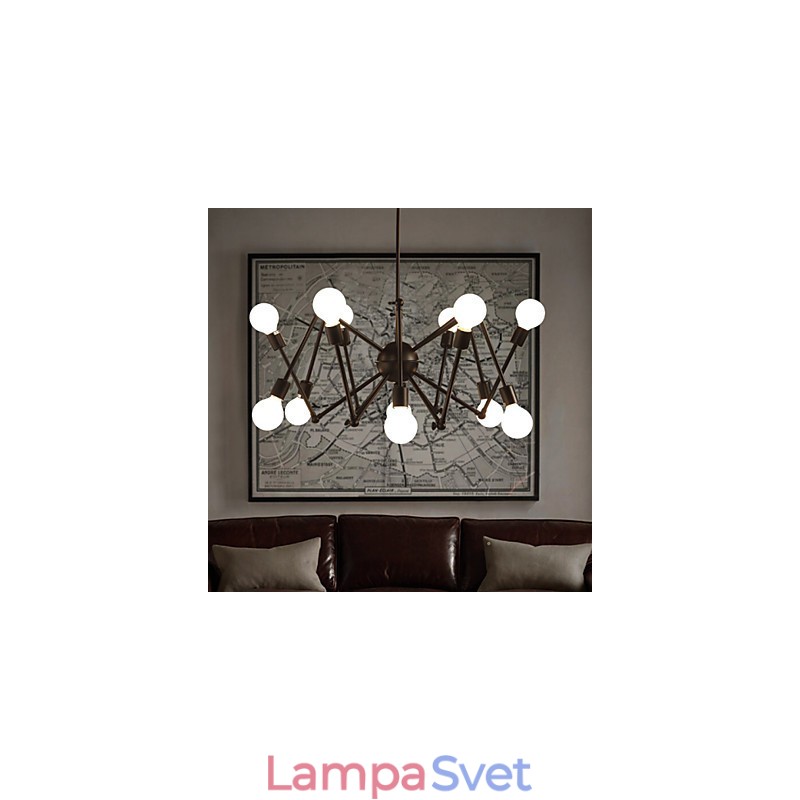American Loft Black Lights Iron Spider Luster s 12 hlavami