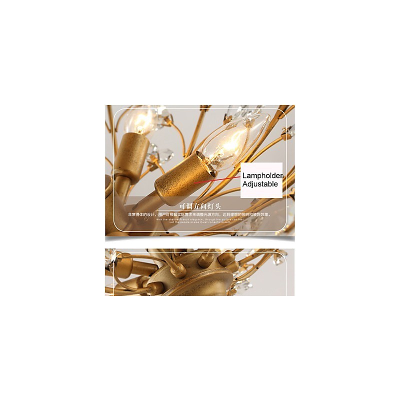 Vintage Crystal zapustená montáž 7Lights kovová maľba čierna ALEBO zlatá