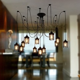 Vintage Edison viacnásobné nastaviteľné stropné svietidlo pre domácich majstrov Svetlo Závesné osvetlenie Luster Moderné elegantné priemyselné stolovanie