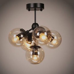 Luster 5 svetiel Sklenené guľové svetlá Retro Vonkajšie garáže Kov